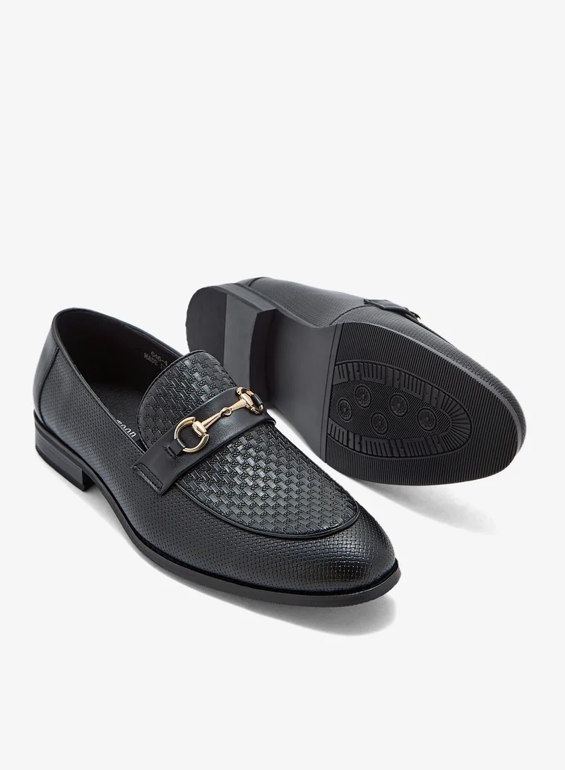 Robert Wood Black Weave Detail Formal Loafers for Men | Best Price UAE