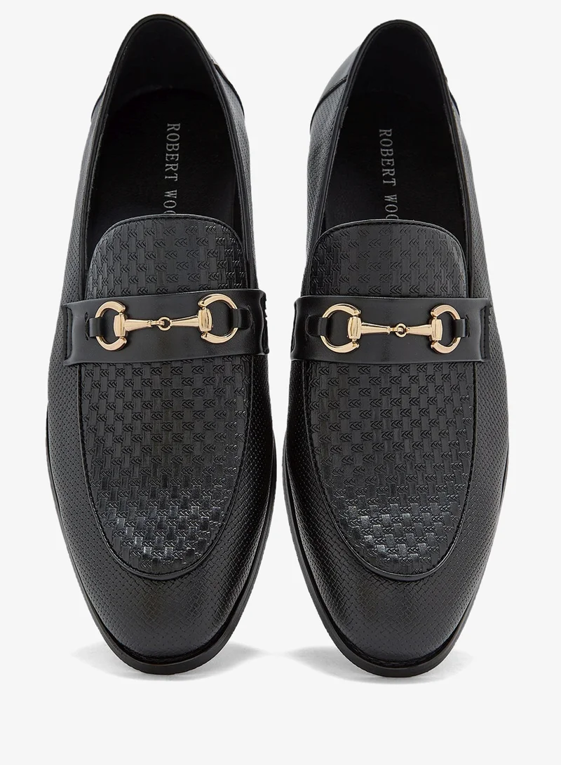 Robert Wood Black Weave Detail Formal Loafers for Men | Best Price UAE