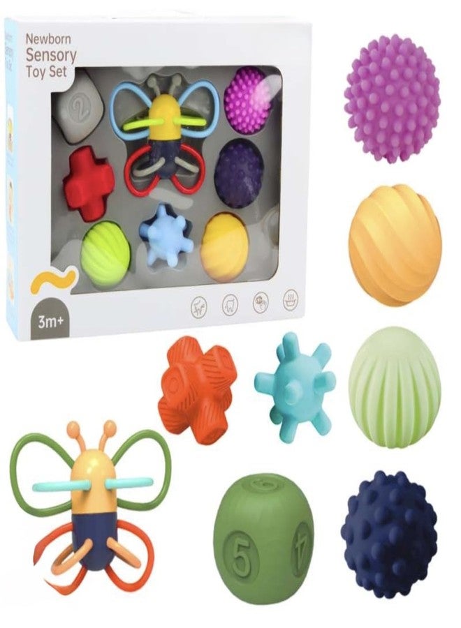 richtots Premium Baby Soft Sensory Balls Set A Sensory Set for Babies, Stimulate Touch, Sight and Hand-Eye Coordination Multicolor 8X Sensory Toys of Various Shapes and Textures - Image 1