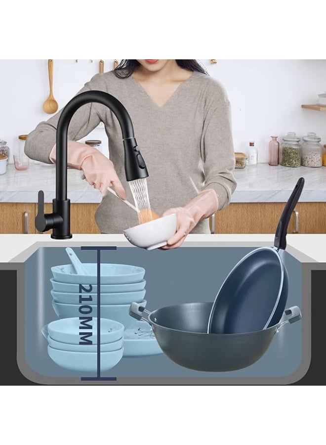 واي دي حوض مطبخ YD متعدد الوظائف مع صنبور قابل للسحب، حوض مطبخ مزدوج مع رف تجفيف، غسالة أكواب مدمجة، حوض مطبخ عصري مع ملحقات للمطبخ المنزلي - Image 2