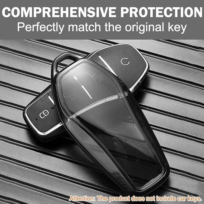 7Cylinder TPU Key Fob Cover with Keychain Compatible with BYD - Anti Scratch Waterproof High Quality Fob Cover for Atto 3 Han Tang Dolphin Yuan - Image 2