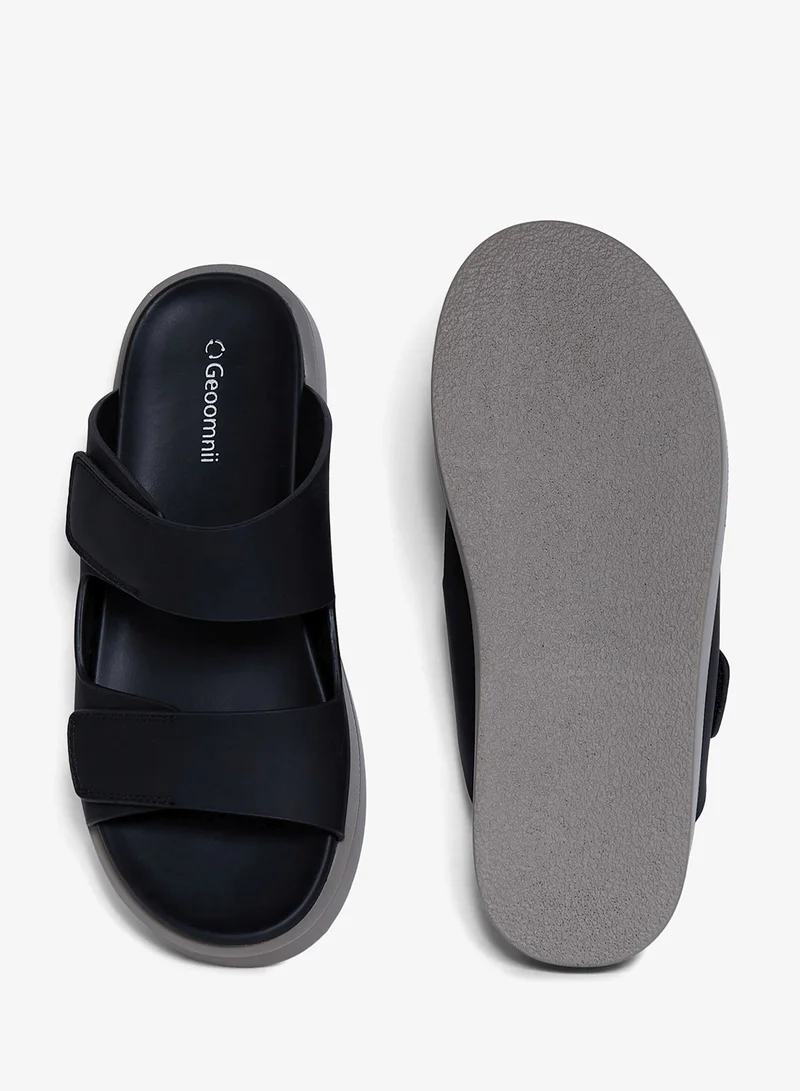 Geoomnii BLACK Geoomnii Men’s Arabic Sandals – Comfortable Casual Leather Slide Sandals for Everyday Wear for Men | Best Price UAE