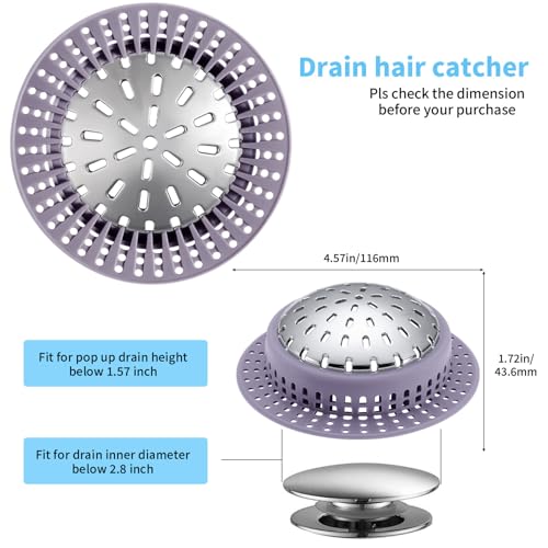 Aluvor Shower Drain Hair Catcher, Shower Drain Cover, Bathtub Drain Hair Catcher for Pop-Up & Regular Drains - Image 2