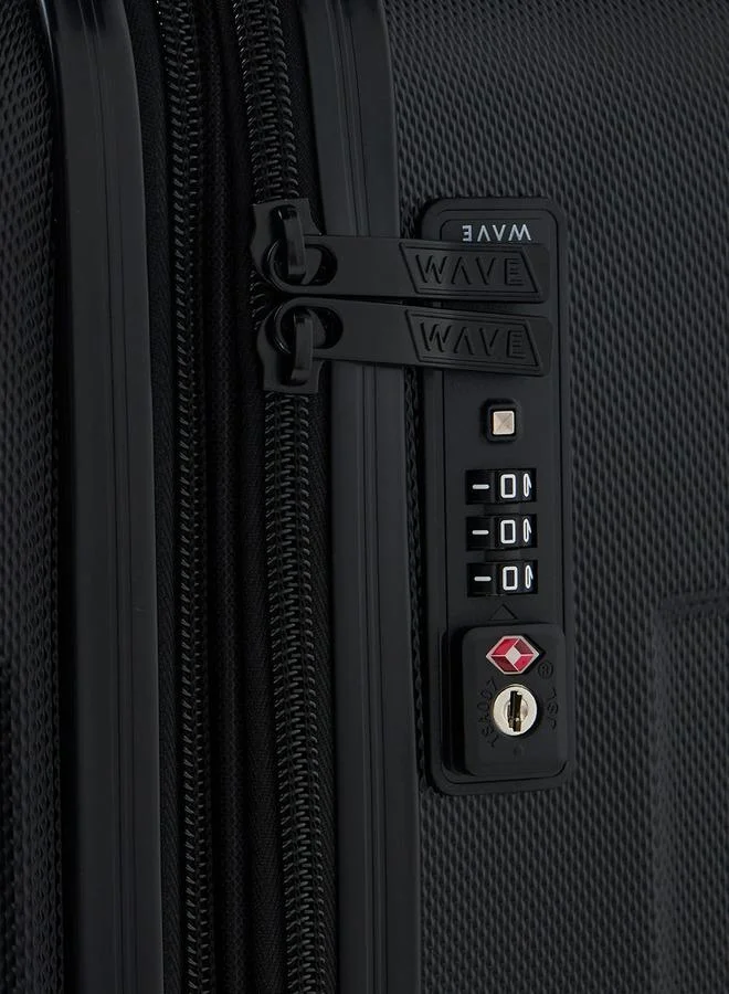 Wave BLACK Textured Hardcase Trolley Bag With Retractable Handle - Set Of 4  | Best Price UAE