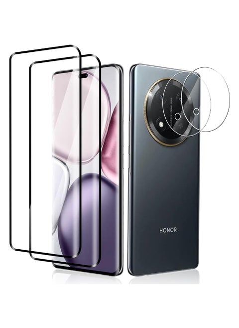 [2+2] Screen Protector Compatible for Honor X9c 5G,Tempered Glass Film with Camera Lens Protector,9H Hardness Scratch Resistant,Anti-Fingerprint, HD Clear (Clear) ﻿