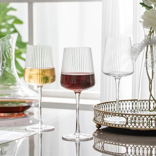 bellemax 350ML Crystal Wine Glass Red or White Cut Wine, Transparent Champagne Flute Set, Long Glass Set (Vintage - TR, 2 Count) - Image 1