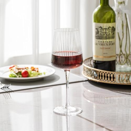 bellemax 350ML Crystal Wine Glass Red or White Cut Wine, Transparent Champagne Flute Set, Long Glass Set (Vintage - TR, 2 Count) - Image 5