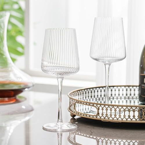 bellemax 350ML Crystal Wine Glass Red or White Cut Wine, Transparent Champagne Flute Set, Long Glass Set (Vintage - TR, 2 Count) - Image 2