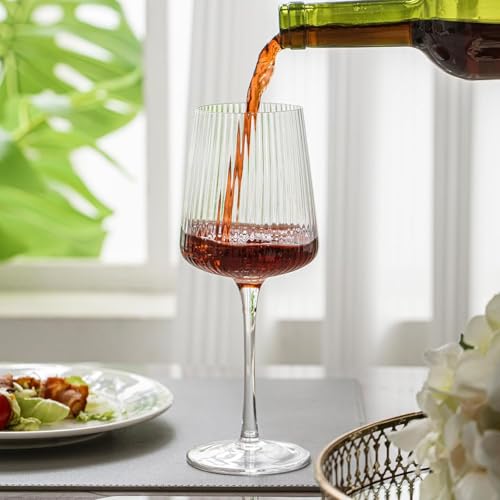bellemax 350ML Crystal Wine Glass Red or White Cut Wine, Transparent Champagne Flute Set, Long Glass Set (Vintage - TR, 2 Count) - Image 4
