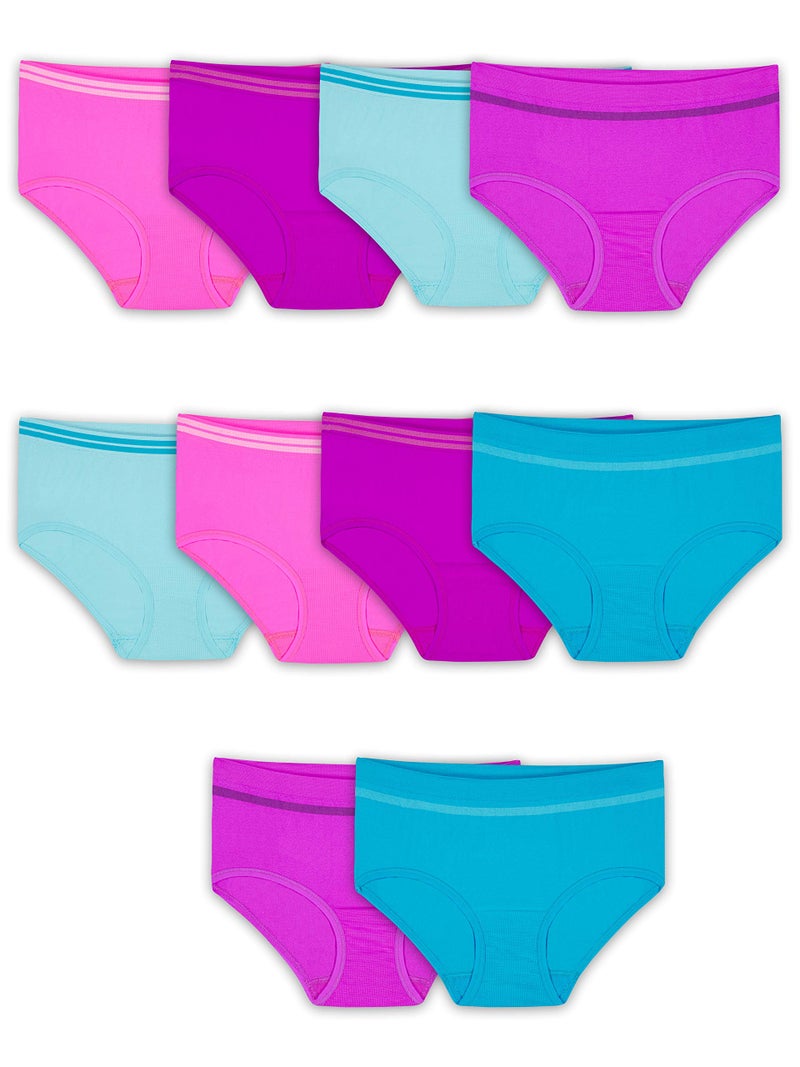 FRUIT OF THE LOOM Fruit of the Loom girls Seamless Underwear Multipack Briefs, Brief - 10 Pack Assorted, 12 US  - Image 1