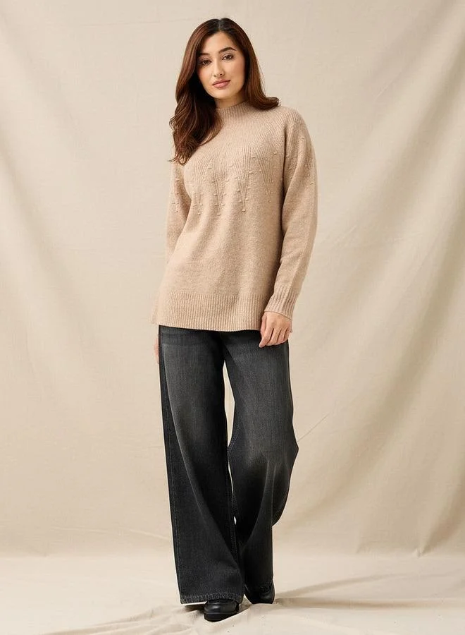 سبلاش فيڤ كنزة بأكمام طويلة وتفاصيل ياقة