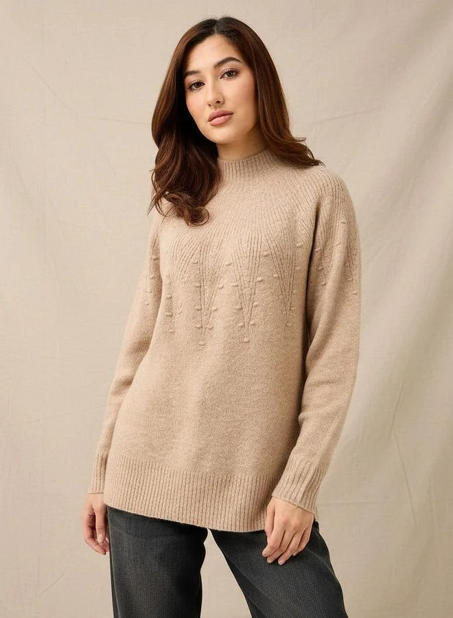 سبلاش فيڤ كنزة بأكمام طويلة وتفاصيل ياقة