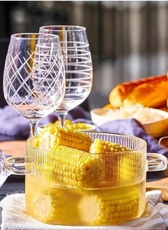 OQUERA Heat Resistant Food Grade Clear Stripe Glass Cooking Pot With Lid Suitable For Stovetop Microwave Induction 1900ml  - Image 2