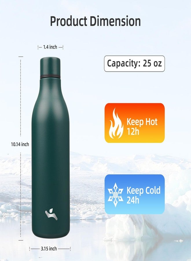 Konokyo Insulated Water Bottle with Strap,25oz Double Wall Stainless Steel Vacuum Bottles Metal Water Flask,Army green - Image 2