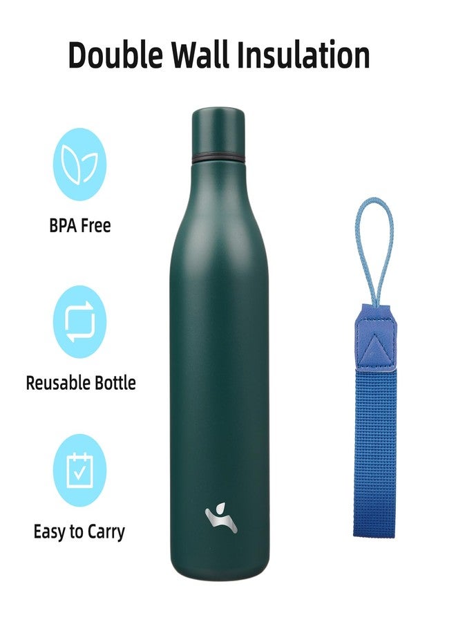 Konokyo Insulated Water Bottle with Strap,25oz Double Wall Stainless Steel Vacuum Bottles Metal Water Flask,Army green - Image 3