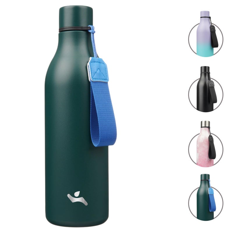 Konokyo Insulated Water Bottle with Strap,25oz Double Wall Stainless Steel Vacuum Bottles Metal Water Flask,Army green - Image 1
