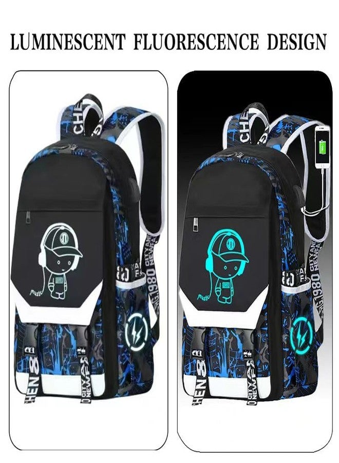 ASXMA Anime Backpack Luminous Backpack.Cool Backpacks15.6 in Large capacity Laptopeight Backpack.with.Security Lock.Travel backpack.USB Port.Travel Backpack.Anti Theft Backpack.Cool Backpack（blue） - Image 2