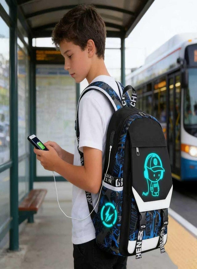 ASXMA Anime Backpack Luminous Backpack.Cool Backpacks15.6 in Large capacity Laptopeight Backpack.with.Security Lock.Travel backpack.USB Port.Travel Backpack.Anti Theft Backpack.Cool Backpack（blue） - Image 3