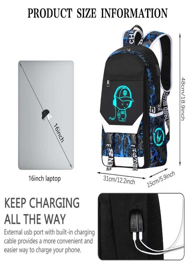 ASXMA Anime Backpack Luminous Backpack.Cool Backpacks15.6 in Large capacity Laptopeight Backpack.with.Security Lock.Travel backpack.USB Port.Travel Backpack.Anti Theft Backpack.Cool Backpack（blue） - Image 4