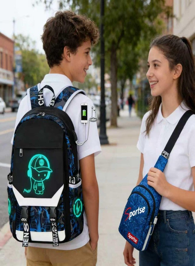ASXMA Anime Backpack Luminous Backpack.Cool Backpacks15.6 in Large capacity Laptopeight Backpack.with.Security Lock.Travel backpack.USB Port.Travel Backpack.Anti Theft Backpack.Cool Backpack（blue） - Image 5