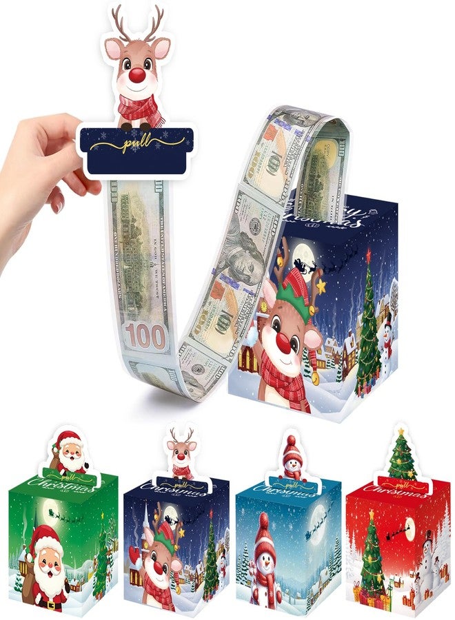 Apear1 4 Pack Christmas Money Box for Cash Gift Pull, Surprise Money Holder Cash Gift with 120 Pcs Transparent Bags, DIY Christmas Party Gifts for Kids Adults (4 Pcs) - Image 1