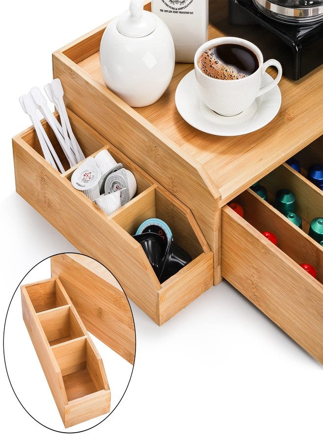 SOUJOY Bamboo Drawer Organizer for Coffee Pod, K Cup Organizer for Counter, Tea Bag Storage Organizer with Drawer and Side Storage Box for Kitchen Office Coffee Bar - Image 4