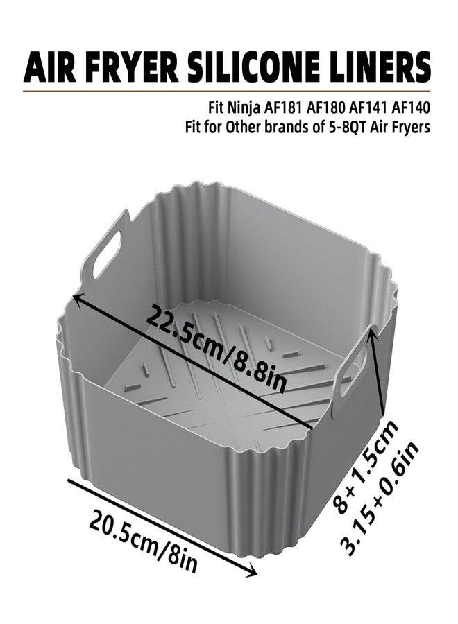 LYHOLKEER Silicone Air Fryer Liners for 5-8QT,LYHOLKEER 8.8inch Square Air Fryer Liners Reusable Basket for Ninja AF141 AF142 AF181 AF182,Cosori,Chefman,Instant Pot,Other 5 5.5 6 6.5 7 7.5 8 Quart - Image 2