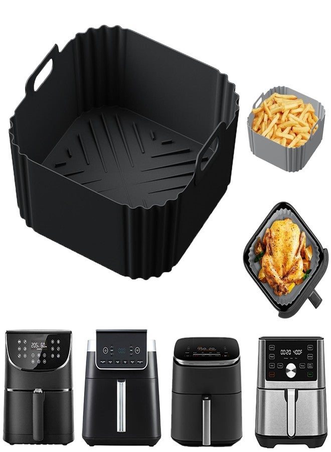 LYHOLKEER Silicone Air Fryer Liners for 5-8QT,LYHOLKEER 8.8inch Square Air Fryer Liners Reusable Basket for Ninja AF141 AF142 AF181 AF182,Cosori,Chefman,Instant Pot,Other 5 5.5 6 6.5 7 7.5 8 Quart - Image 1