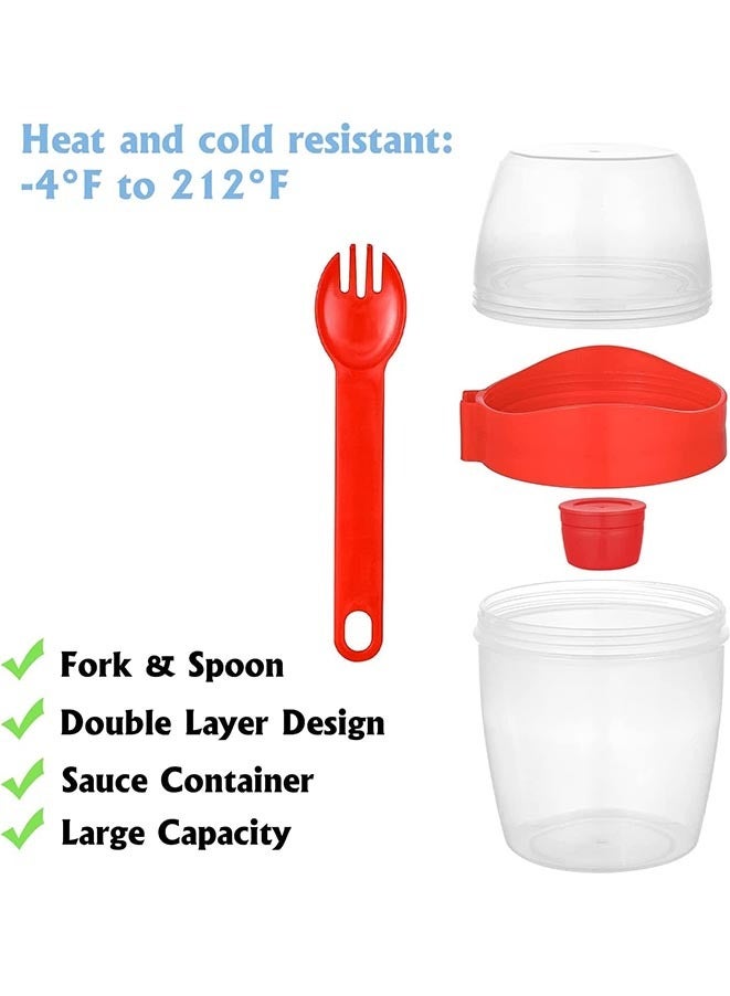 Muyixin 4 عبوات من حاويات الشوفان الليلية سعة 870 مل مع أغطية وملاعق، برطمانات إفطار بلاستيكية قابلة لإعادة الاستخدام مع أقسام سعة 30 أونصة، برطمانات محكمة الغلق ذات سعة كبيرة للحليب والحبوب والفواكه - Image 4