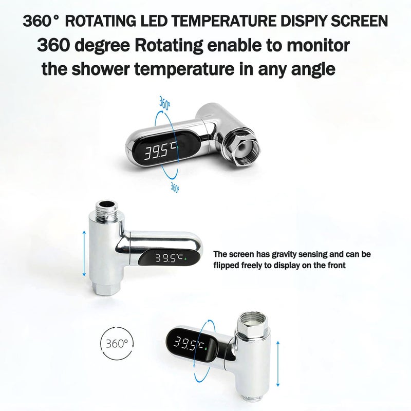 Could Spark Shower Temperature Instant-Read Thermometer Display Shower Timer 360°Rotating Screen Led Water New Type Digital Gauge for Baby Kids Home Bathroom Kitchen - Image 4