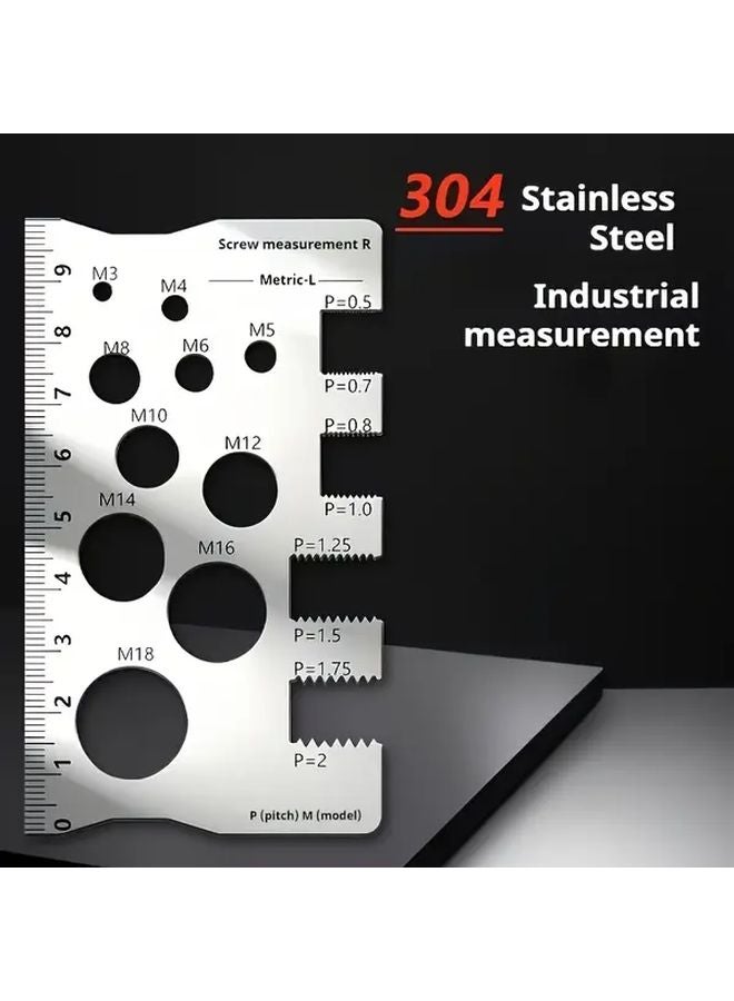 Stainless Steel Screw Measuring Ruler M12 Threaded Hole Silvery Precision Engraved - Image 5
