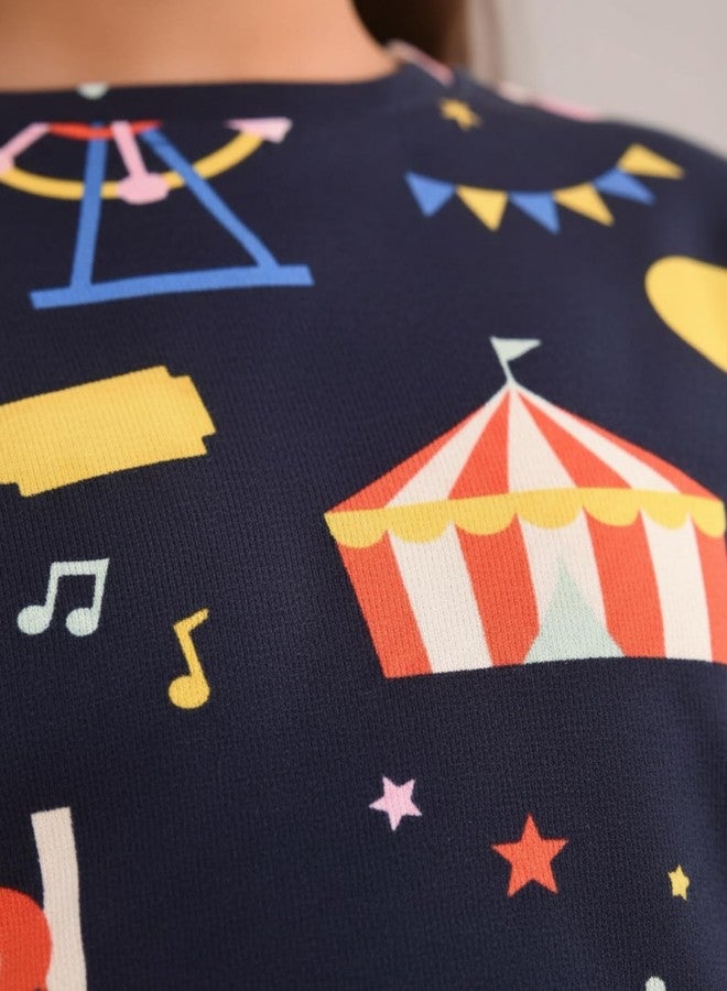 ANTHRILO Pure Cotton Printed Pyjama Set for Girls | Regular Wear | Carnival Circus Long Sleeves Pyjama Set - Blue 2-3 Years - Image 5