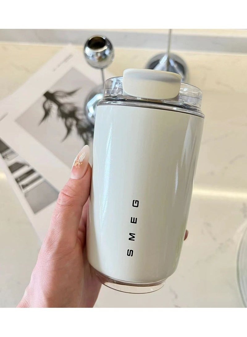 smeg Travel Coffee Mug, Insulated Beverage Cup With Leakproof Lid, Long Lasting Coffee Tumbler With Lid And Straw, Travel Coffee Thermos White - Image 3