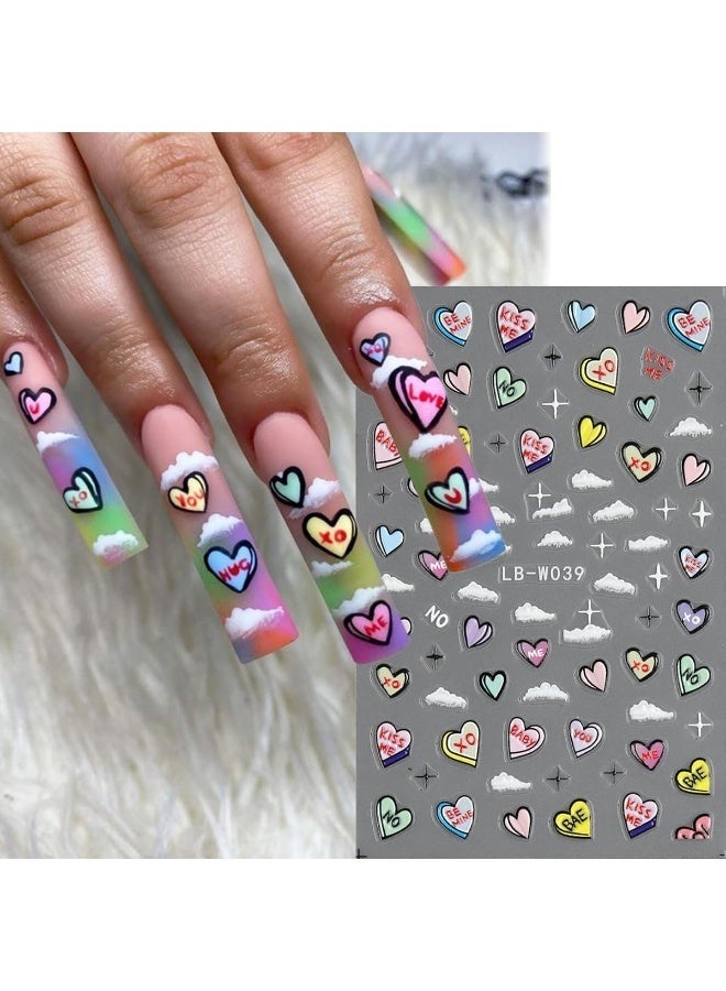 GlamKit 5Sheets 5D Embossed Bow Nail Stickers, Self-Adhesive Red, Pink, White Ribbon Nail Decals, Cute Heart Nail Charms, Y2K Pop Art for Nail Art, Easy to Use - Image 4