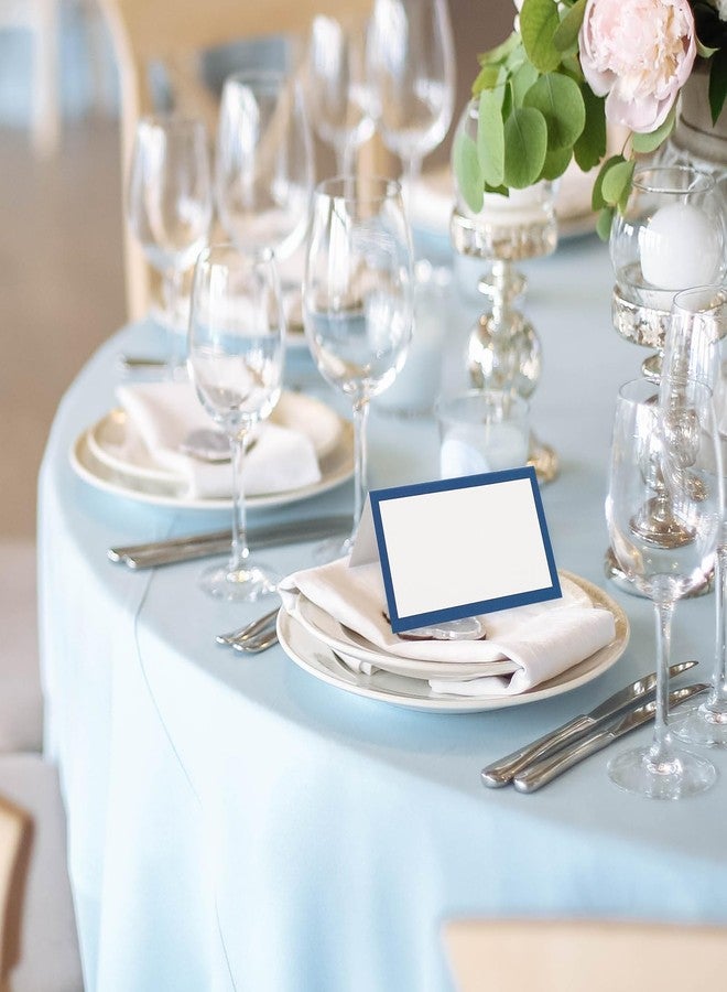 Whaline 100Pcs Navy Blue Place Cards 3.5 x 2 Inch White Blank Tented Cards Wedding Seating Cards for Party Table Setting Supplies - Image 5