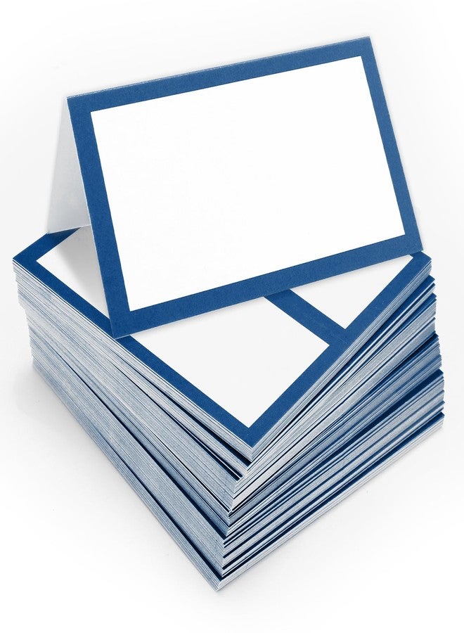 Whaline 100Pcs Navy Blue Place Cards 3.5 x 2 Inch White Blank Tented Cards Wedding Seating Cards for Party Table Setting Supplies - Image 1