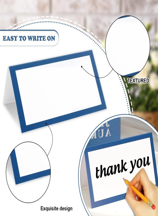 Whaline 100Pcs Navy Blue Place Cards 3.5 x 2 Inch White Blank Tented Cards Wedding Seating Cards for Party Table Setting Supplies - Image 3