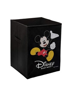 Kuber Industries Kuber Industries Foldable Laundry Basket for Clothes with Lid | Disney Mickey Mouse Print | Cloth Storage Box for Washing | Toy Storage Organizer | 45 LTR | Black  - Image 4