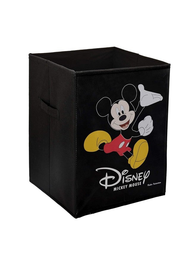 Kuber Industries Foldable Laundry Basket for Clothes with Lid | Disney Mickey Mouse Print | Cloth Storage Box for Washing | Toy Storage Organizer | 45 LTR | Black - Image 4