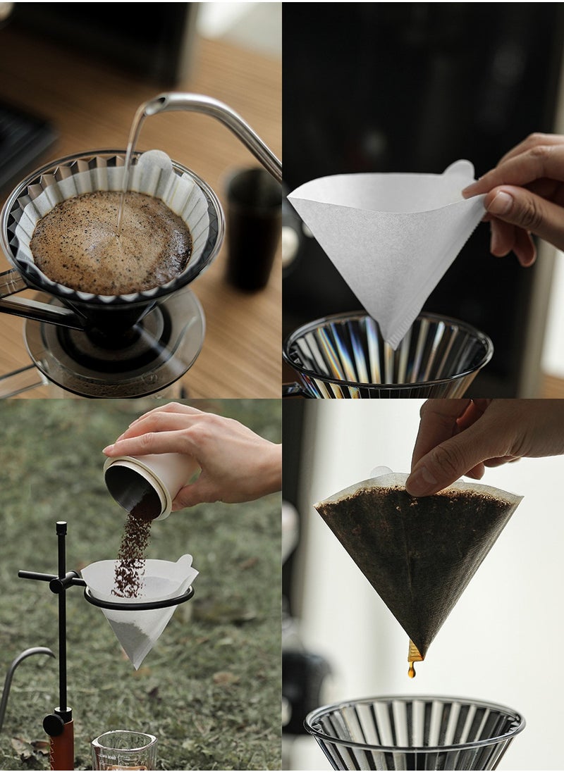 EqiEch - 100-Piece Coffee Paper Filters V60 Disposable Cone White Size 02 for Pour Over and Drip Coffee Makers(2-4 cups) - Image 1
