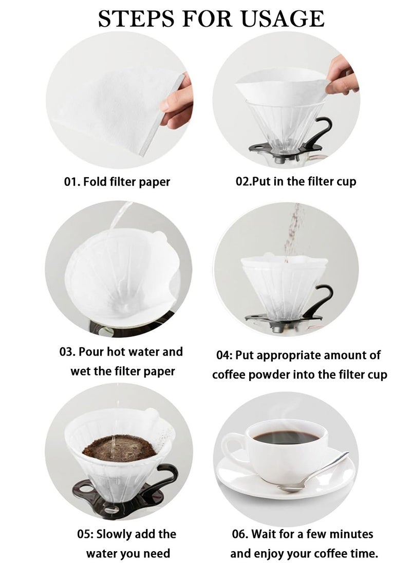 EqiEch - 100-Piece Coffee Paper Filters V60 Disposable Cone White Size 02 for Pour Over and Drip Coffee Makers(2-4 cups) - Image 1