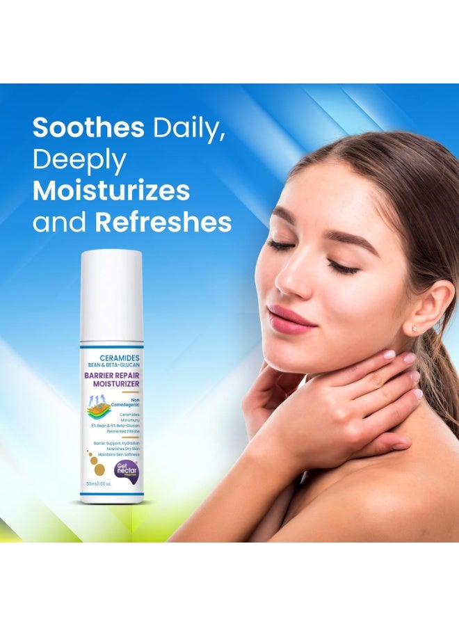 Get Nectar Happiness Barrier Repair Ceramides Moisturizer with Bean-Beta-Glucan Fermented Filtrate & Murumuru for Intense Moisturizing and Skin Strengthening 50ML - Image 3
