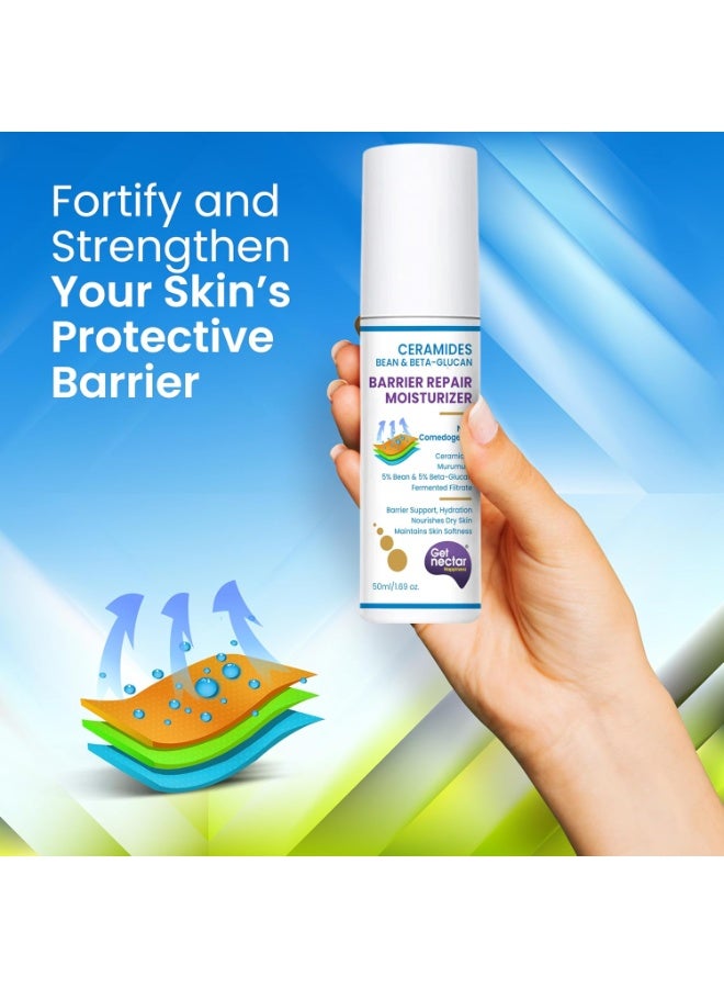 Get Nectar Happiness Barrier Repair Ceramides Moisturizer with Bean-Beta-Glucan Fermented Filtrate & Murumuru for Intense Moisturizing and Skin Strengthening 50ML - Image 2