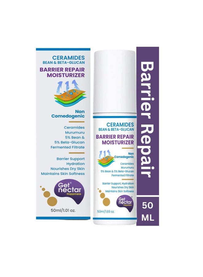 Get Nectar Happiness Barrier Repair Ceramides Moisturizer with Bean-Beta-Glucan Fermented Filtrate & Murumuru for Intense Moisturizing and Skin Strengthening 50ML - Image 1
