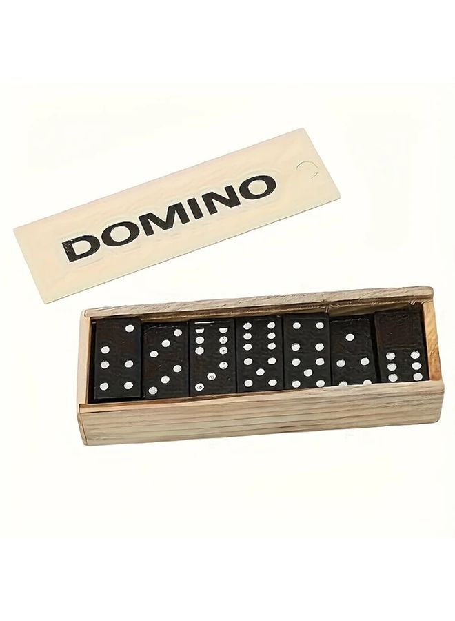 Black Wooden Domino Set 28pcs Double 6 Classic Board Game With Storage Box - Image 5