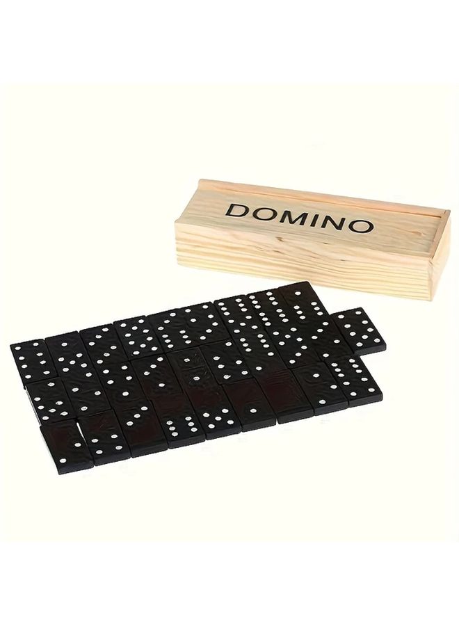 Black Wooden Domino Set 28pcs Double 6 Classic Board Game With Storage Box - Image 4