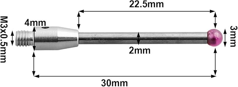 CMM Touch Probe Stylus 3mm Ball Tip Carbide Stem 30mm Long A50030057 Replacement - Image 5