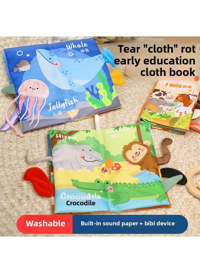 Tail Cloth Book Early Education Baby Tear Not To Rip Can Bite Three-dimensional Tear Tear Book 6 Months Baby Cognitive Educational Toys-Color:[built-in Sound Paper + Bibi Device] Bilingual In Chinese And English - Sent Out After Disinfection-Specifications:Tail Big Cloth Book [dinosaur Animals]  - Image 3