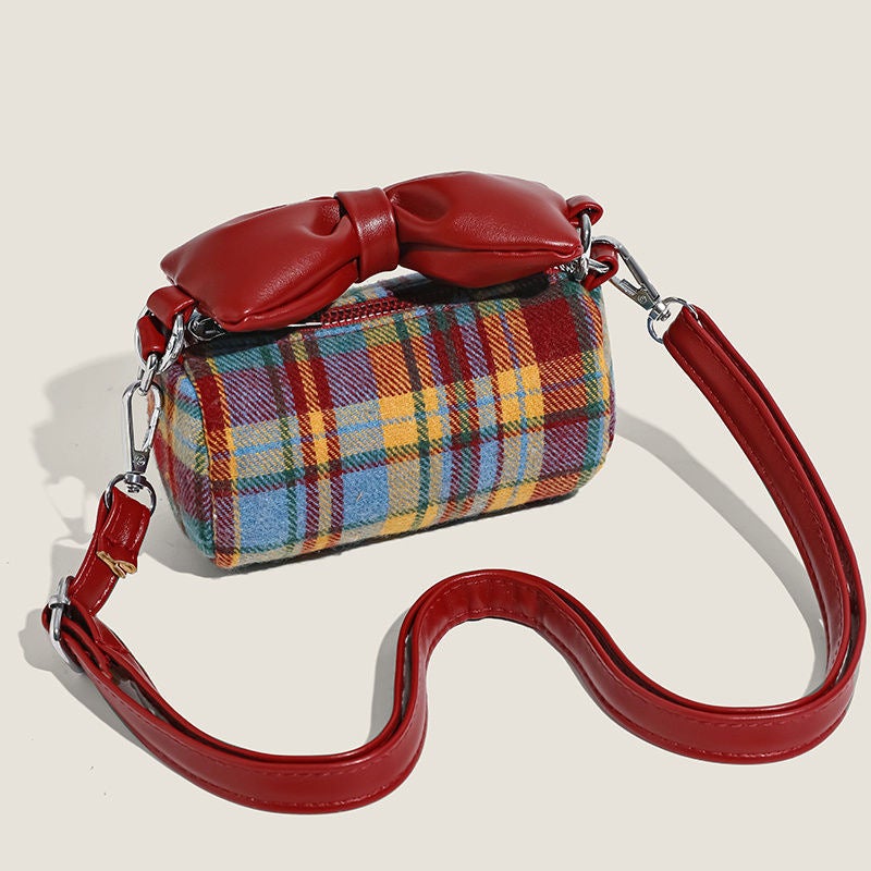 Red Plaid Bow Crossbody Bag - Image 2