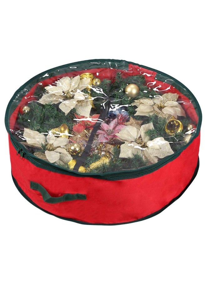 Primode Christmas Wreath Storage Bag 24" | Garland Wreaths Container with Clear Window for Easy Holiday Storage | Durable 600D Oxford Material (Red) - Image 1
